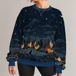 Crescent Moon Village Nightscape for Cozy Autumn Evenings and Quiet Stargazing All-over Print Knitted Sweater