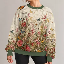 Watercolor Butterflies and Wildflowers for Garden Strolls and Spring Outings for Women All-over Print Knitted Sweater