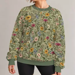 Sage Meadow Wildflowers for Garden Strolls and Relaxed Everyday Style All-over Print Knitted Sweater
