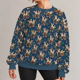 Rabbit Couple and Carrot Motifs for Casual Everyday Wear and Spring Outings All-over Print Knitted Sweater