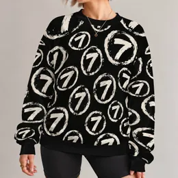 Bold Number Seven Roundel Motif for Everyday Urban Streetwear and Casual City Style All-over Print Knitted Sweater