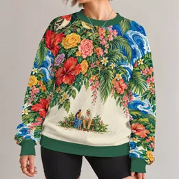 Tropical Birds And Garden Blooms For Colorful Spring Layering And Everyday Wear All-over Print Knitted Sweater