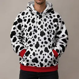 Classic Black Dalmatian Spots With Red Accent for Cozy Autumn Outings and Animal Lovers All-over Print Hoodie (Lightweight)