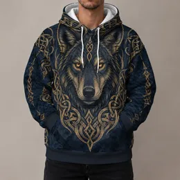 Norse Wolf Head Knotwork for Heritage Gatherings and Outdoor Adventures All-over Print Hoodie (Lightweight)