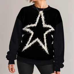 Oversized Ivory Star Streetwear Motif for Casual Hip Hop Outfits and Everyday Style All-over Print Knitted Sweater