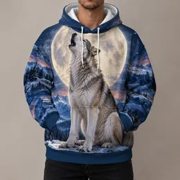 Howling Wolf Beneath a Full Moon for Winter Nights and Mountain Adventure Lovers All-over Print Hoodie (Lightweight)