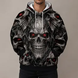 Red-Eyed Skull and Bone Motifs for Dark Alternative Style and Halloween Nights All-over Print Hoodie (Lightweight)