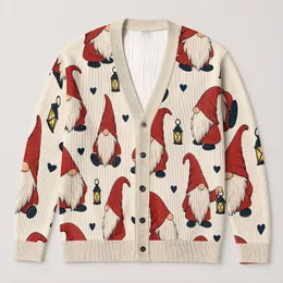 Whimsical Bearded Gnome Figures for Cozy Holiday Gatherings and Casual Everyday Style All-over Print Knitted Cardigan