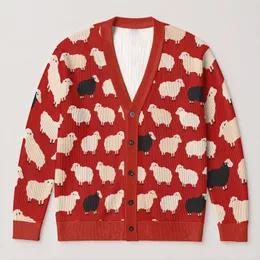 Cream Sheep Motif For Cozy Rural Layering, Casual Country Style For Women And Farmers All-over Print Knitted Cardigan