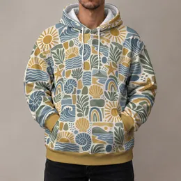Warm Coastal Sun And Ocean Motifs For Relaxed Everyday Streetwear And Beachside Style All-over Print Hoodie (Lightweight)