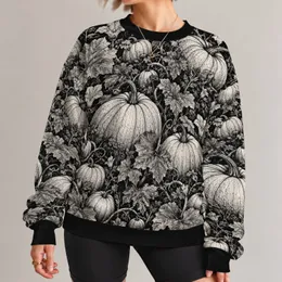 Monochrome Pumpkin Field for Crisp Autumn Outings and Relaxed Everyday Streetwear Style All-over Print Knitted Sweater