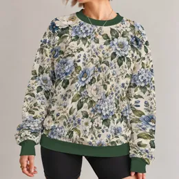 Blue Garden Blossoms And Sage Leaves For Relaxed Cottagecore Everyday Style All-over Print Knitted Sweater