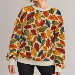 Colorful Autumn Leaves for Cozy Fall Outings and Nature-Loving Everyday Wear All-over Print Knitted Sweater