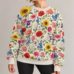 Colorful Garden Blooms for Spring Outings and Relaxed Everyday Style for Women All-over Print Knitted Sweater