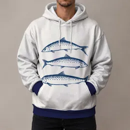 Three Blue Fish Motif for Coastal Casual Days and Relaxed Everyday Style for Men All-over Print Hoodie (Lightweight)