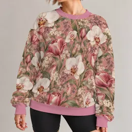 Pink Orchid And Tulip Blooms For Romantic Everyday Spring Style All-over Print Knitted Sweater