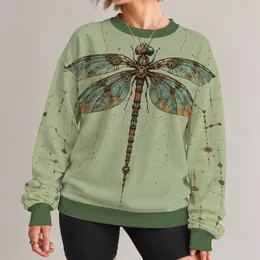 Mechanical Dragonfly Motif for Spring Outings and Casual Everyday Style All-over Print Knitted Sweater