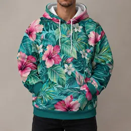 Turquoise Floral Botanical Leaves for Relaxed Weekend Style and Everyday Nature Lovers All-over Print Hoodie (Lightweight)