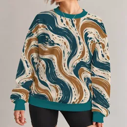 Teal And Caramel Swirling Waves For Cozy Autumn Style And Everyday Wear All-over Print Knitted Sweater