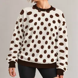 Classic Dark Polka Dot Elegance for Chic Everyday Outings, Brunch, and Office Wear All-over Print Knitted Sweater