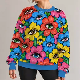 Surreal Eyed Flower Field for Creative Casual Style and Everyday Wear All-over Print Knitted Sweater