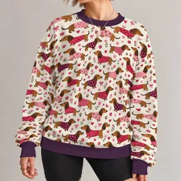 Dachshund Hearts and Florals for Cozy Days and Dog Lover Weekends All-over Print Knitted Sweater