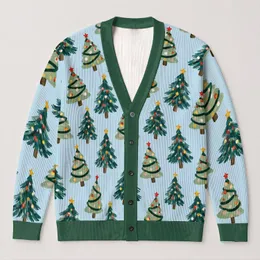Festive Christmas Tree Motifs For Cozy Winter Layering And Vacation Holiday Style All-over Print Knitted Cardigan