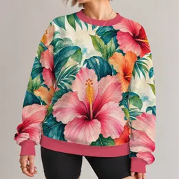 Oversized Tropical Hibiscus Blooms for Colorful Casual Days and Garden Getaways for Her All-over Print Knitted Sweater