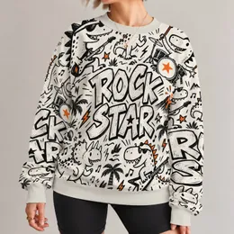 Playful Dinosaur Rock Star Doodles for Casual Streetwear and Music-Loving Fans All-over Print Knitted Sweater