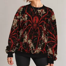 Crimson Spiderweb And Black-And-Tan Arachnid Motifs For Alternative Streetwear All-over Print Knitted Sweater