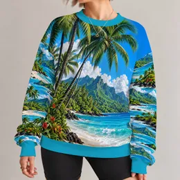 Tropical Palm Beach and Mountain Escape for Sunny Coastal Getaways and Island Holidays All-over Print Knitted Sweater