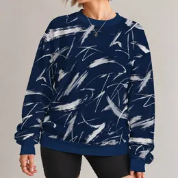 Navy White Abstract Brushstrokes For Everyday Streetwear And Creative Casual Style All-over Print Knitted Sweater