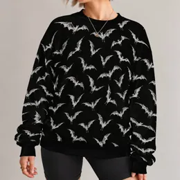 Flying Bat Motif for Autumn Nights, Gothic Streetwear and Halloween Gatherings All-over Print Knitted Sweater