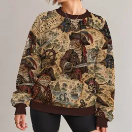 Pirate Cat Treasure Map Adventure for Nautical Fantasy Fans and Weekend Wear All-over Print Knitted Sweater