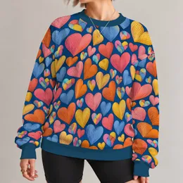 Colorful Heart Motifs for Romantic Everyday Outfits and Valentine Celebrations and Gifts All-over Print Knitted Sweater