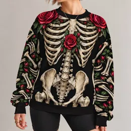 Rose-Adorned Skeleton Bones for Gothic Halloween Parties and Spooky October Celebrations All-over Print Knitted Sweater