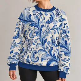 Blue Baroque Floral Scrolls for Elegant Everyday Style and Artistic Wardrobe Flair All-over Print Knitted Sweater