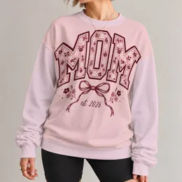 Burgundy MOM Lettering with Bow for Mother's Day and Valentine's Gift for Mom All-over Print Knitted Sweater