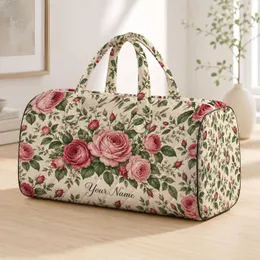 Ivory Rose Garden Florals for Romantic Coastal Getaways and Elegant Resort Escapes Quilted Weekend Bag