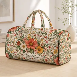Vintage Wildflower Blooms for Relaxed Camping Trips, Beach Days, and Weekend Getaways Quilted Weekend Bag