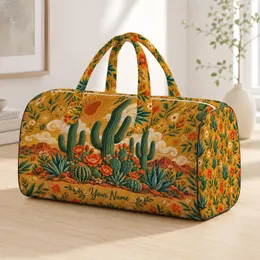 Desert Cactus and Wildflower Motifs for Sunny Beach Days and Weekend Getaway Travel Quilted Weekend Bag