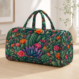 Bohemian Cactus Garden with Wildflowers for Weekend Travel and Relaxed Getaways Quilted Weekend Bag