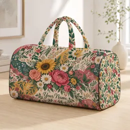 Vintage Floral Patchwork for Scenic Road Trips and Relaxed Summer Vacation Getaways Quilted Weekend Bag