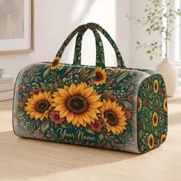 Golden Sunflower and Teal Boho Florals for Beach Days and Relaxed Weekend Getaways Quilted Weekend Bag
