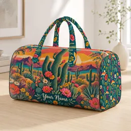 Desert Cactus and Wildflower Scenery for Sunny Beach Trips and Easy Weekend Getaways Quilted Weekend Bag