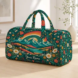 Bohemian Mountain Rainbow and Wildflowers for Road Trips, Camping and Beach Escapes Quilted Weekend Bag