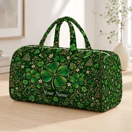 Vintage Four Leaf Clover Motifs for St Patrick’s Day Travel and Everyday Carry Quilted Weekend Bag