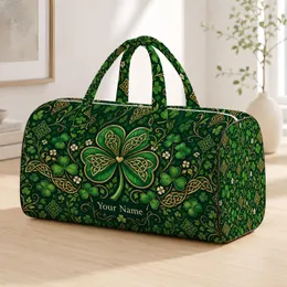Emerald Shamrocks and Celtic Knots for St Patrick’s Day Travel and Irish Heritage Lovers Quilted Weekend Bag