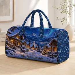 Snowy Alpine Village at Twilight for Cozy Winter Getaways and Festive Holiday Escapes Quilted Weekend Bag