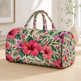Pink Hibiscus Blooms for Tropical Getaways, Summer Vacations and Beachside Escapes Quilted Weekend Bag